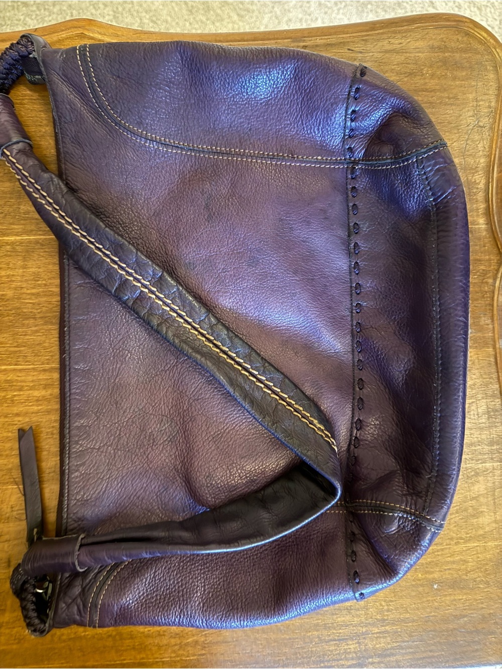 The Sak Deep Plum Leather Hobo Shoulder Bag - Picture 4 of 5